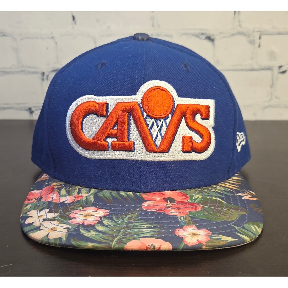 New Era 9FIFTY Cleveland Cavaliers Snapback Hat Tropical Floral Blue Orange OSFM